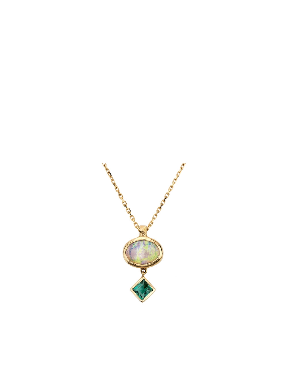 YELLOW GOLD EMERALD NECKLACE