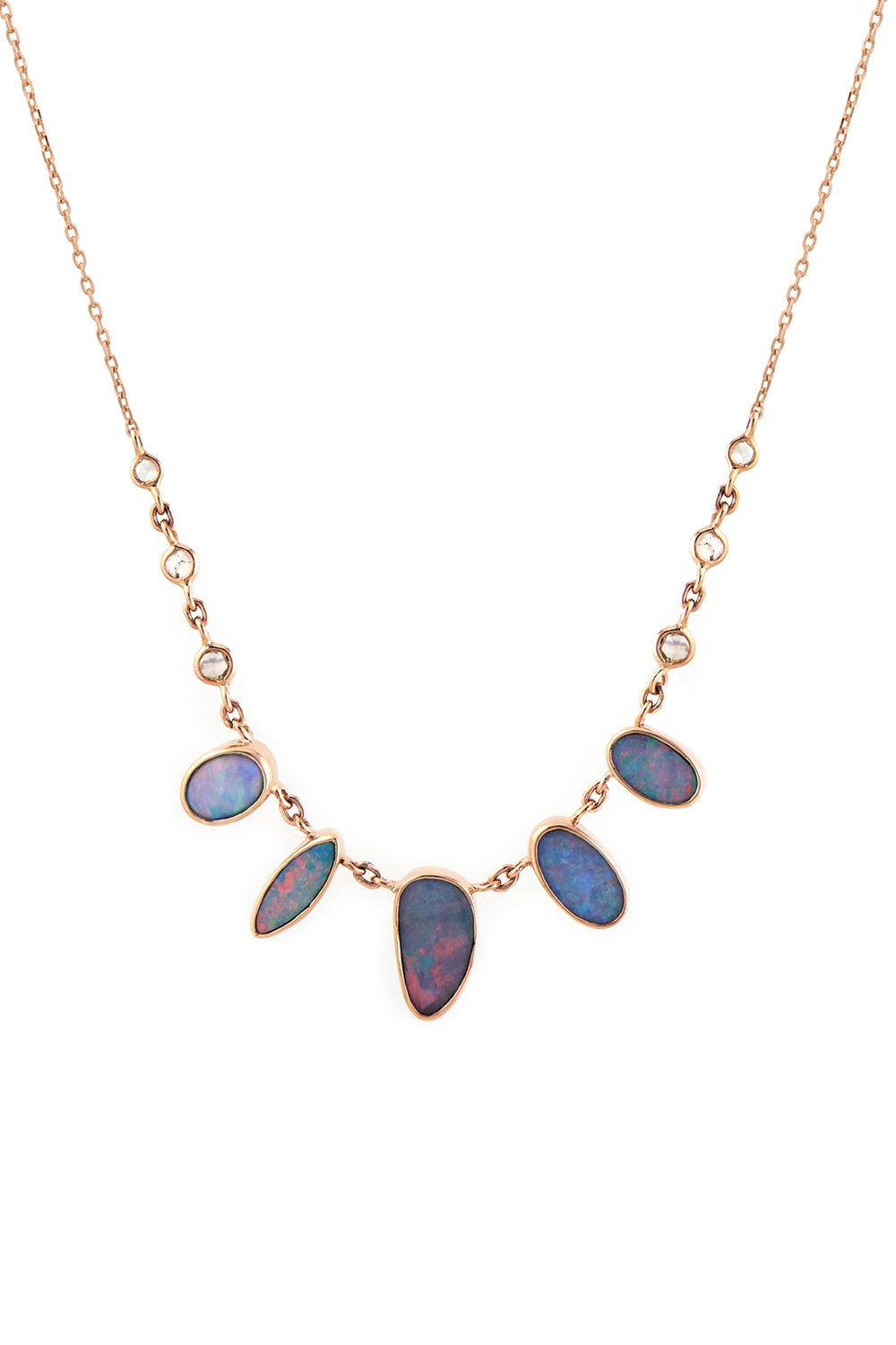 GOLD OPAL AND DIAMONDS NECKLACE
