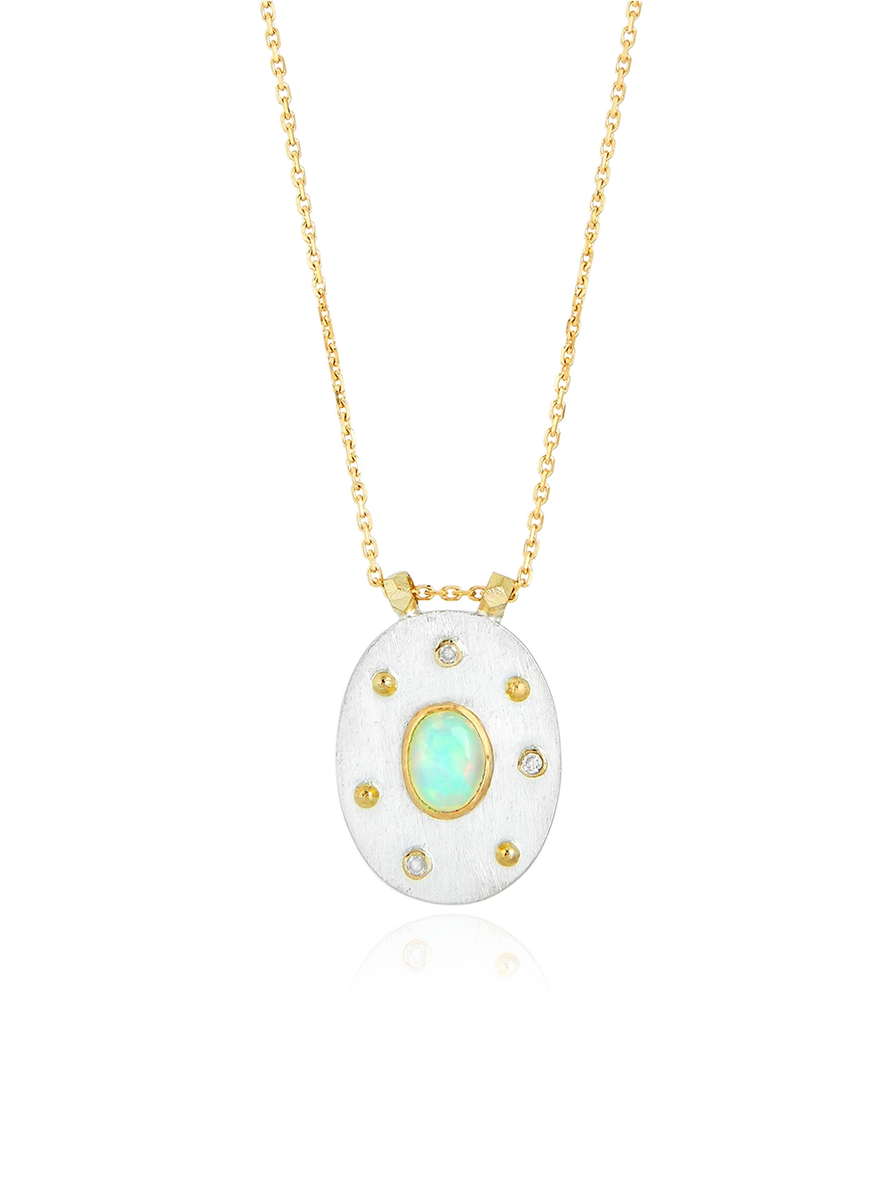 SILVER GOLD AND OPAL NECKLACE