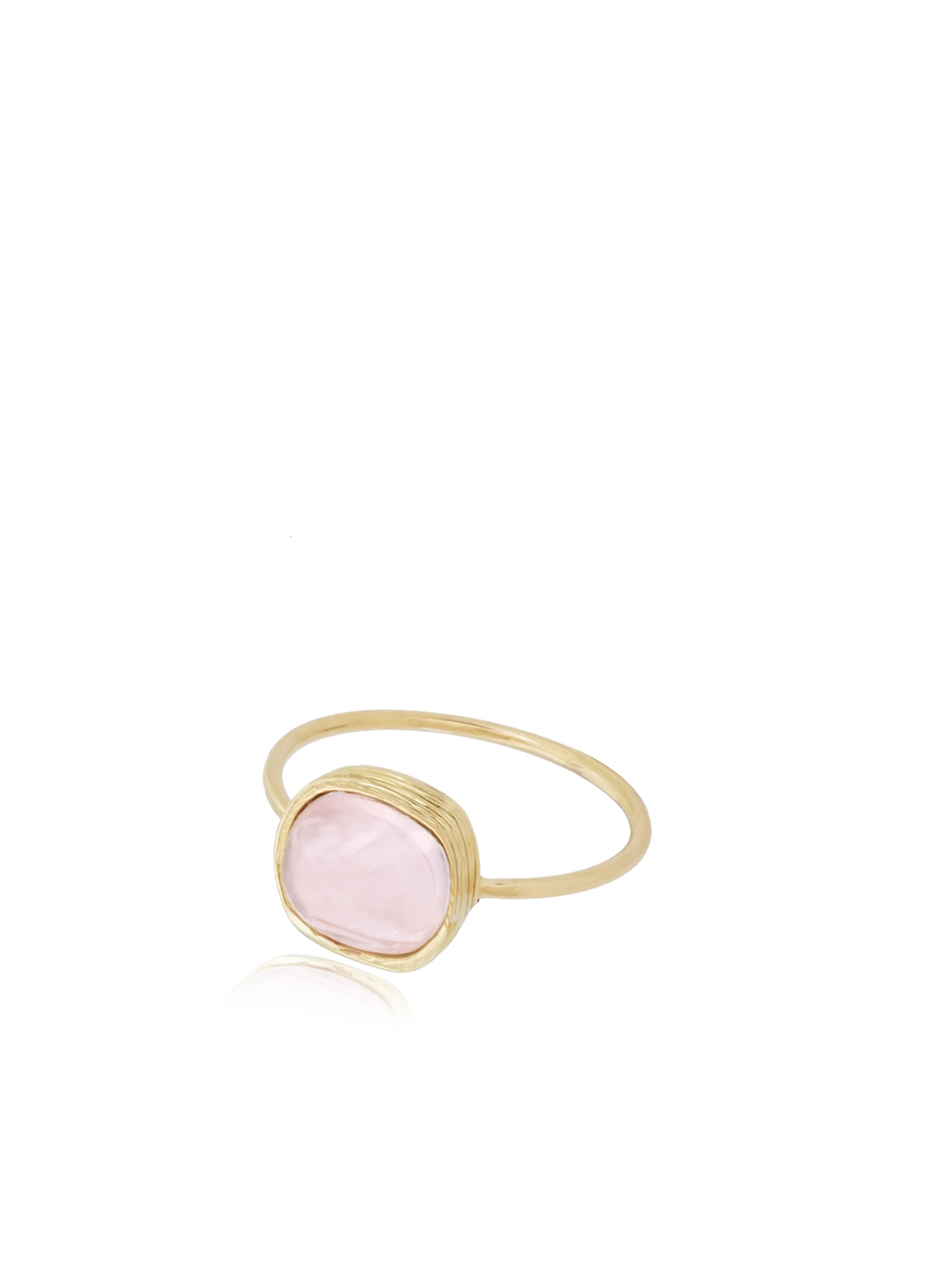 BAGUE OR ET QUARTZ ROSE